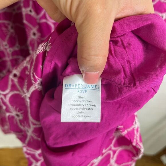 Draper James Womens Embroidered Dress size XL Hot Pink Floral Cotton NWT - Picture 8 of 12